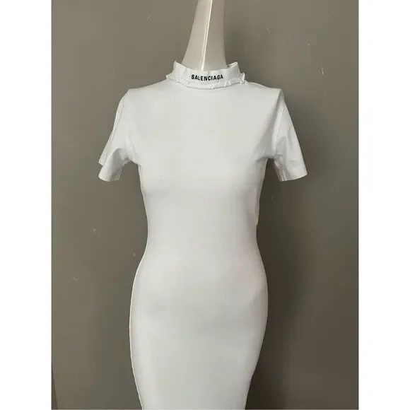 NWT BALENCIAGA Embroidered stretch-cotton jersey maxi dress